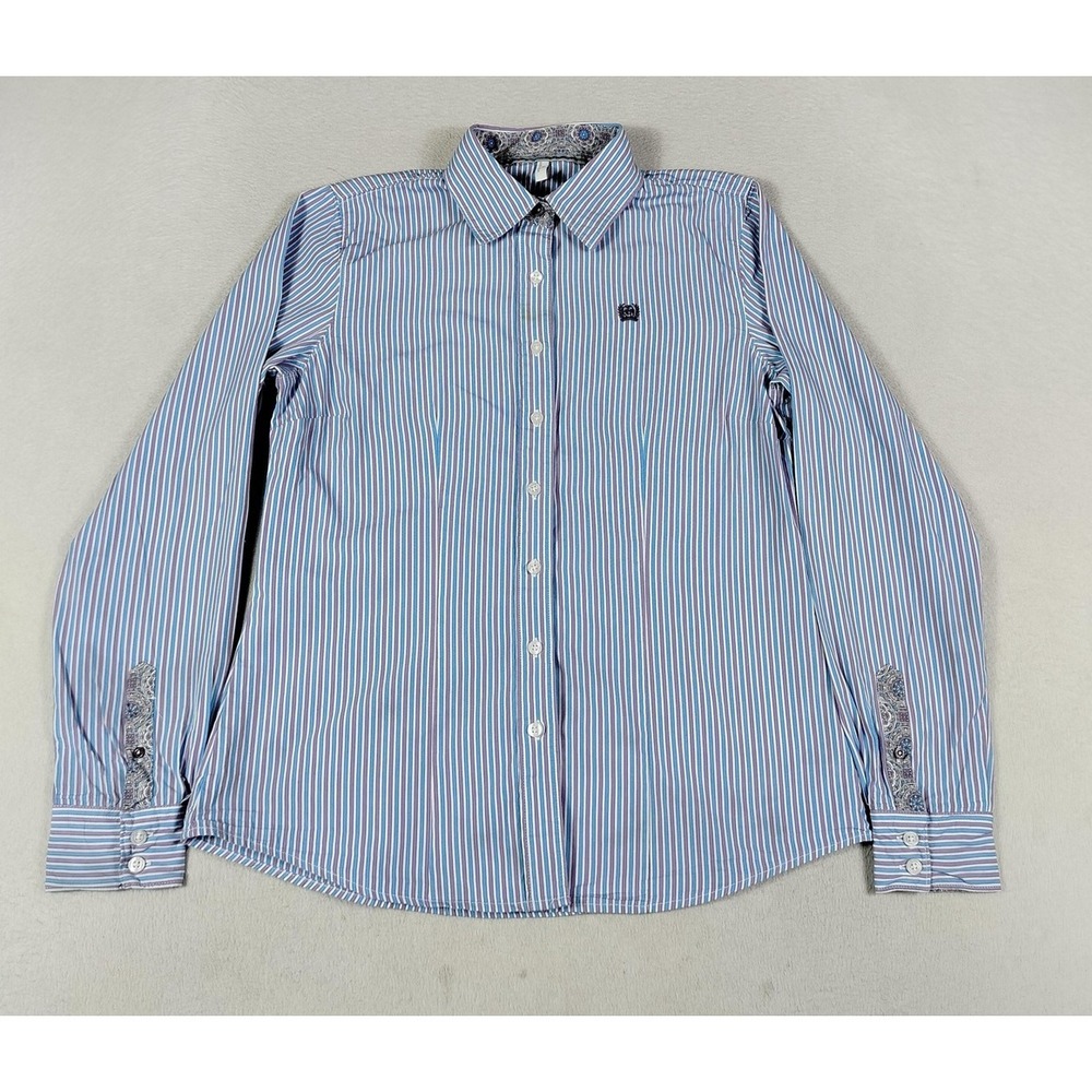 Cinch Shirt Mens Medium Blue Stripe Long Sleeve Button‎ Up Westerncore Rodeo